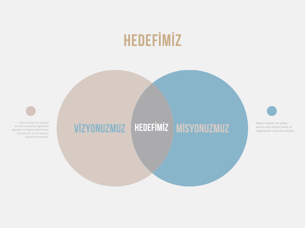 vizyon misyon ven diyagramı Hedefimiz Asis Asansör